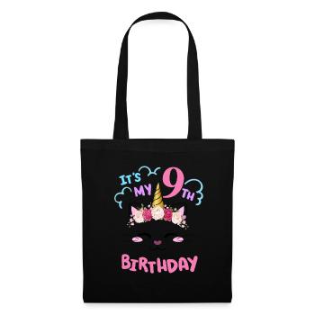 9th Birthday Girl Outfit Unicorn Cat - Tote Bag - black - Front