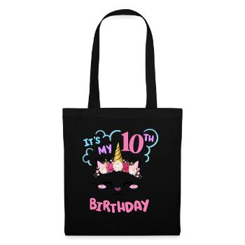 10th Birthday Girl Outfit Unicorn Cat - Tote Bag - black - Front