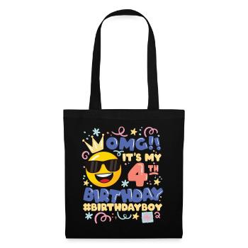 Omg! it's my 4th birthday Boy Emoticon - Tote Bag - black - Front