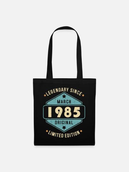 March 1985 Vintage Jahrgang Retro Geburtstag - Stoffbeutel - Schwarz