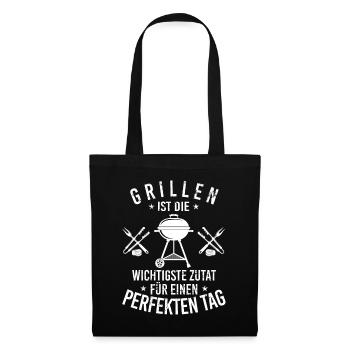 Grillen Grillspruch lustig - Stoffbeutel - Schwarz - Vorne