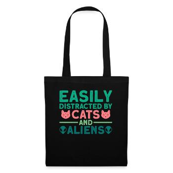 Facilement distrait par les chats et les extraterrestres - Alien - Sac en tissu - noir - Devant