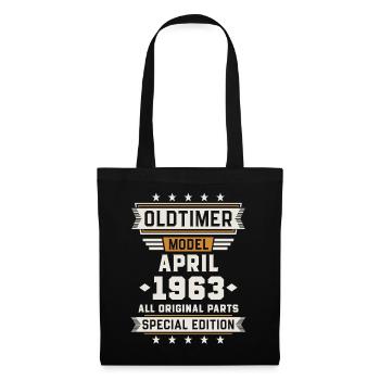 Oldtimer April 1963 Geburtstag Geschenk - Stoffbeutel - Schwarz - Vorne
