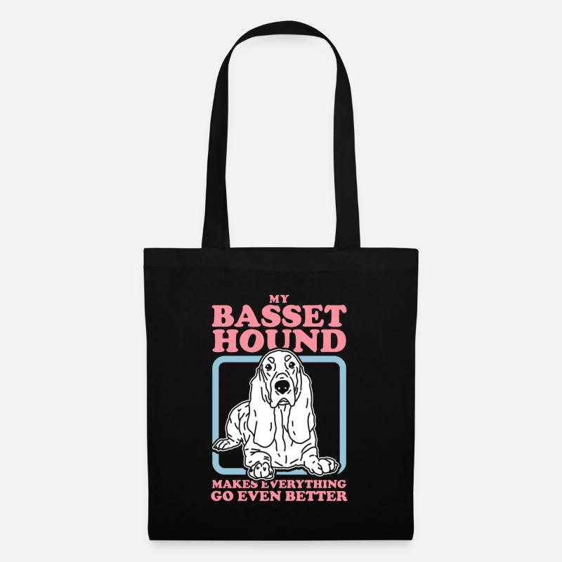 Basset Hound Hunde | Hundebesitzer Geschenk - Stoffbeutel - Schwarz