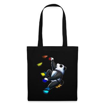 Süßer Panda Bär Klettern Klettersport Wandklettern - Stoffbeutel - Schwarz - Vorne