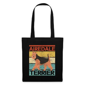 Airedale Terrier Hund Hundebesitzer Geschenk - Stoffbeutel - Schwarz - Vorne
