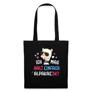 Ich liebe Alpakas Lama Liebhaber Alpakabesitzer - Stoffbeutel - Schwarz - Vorne