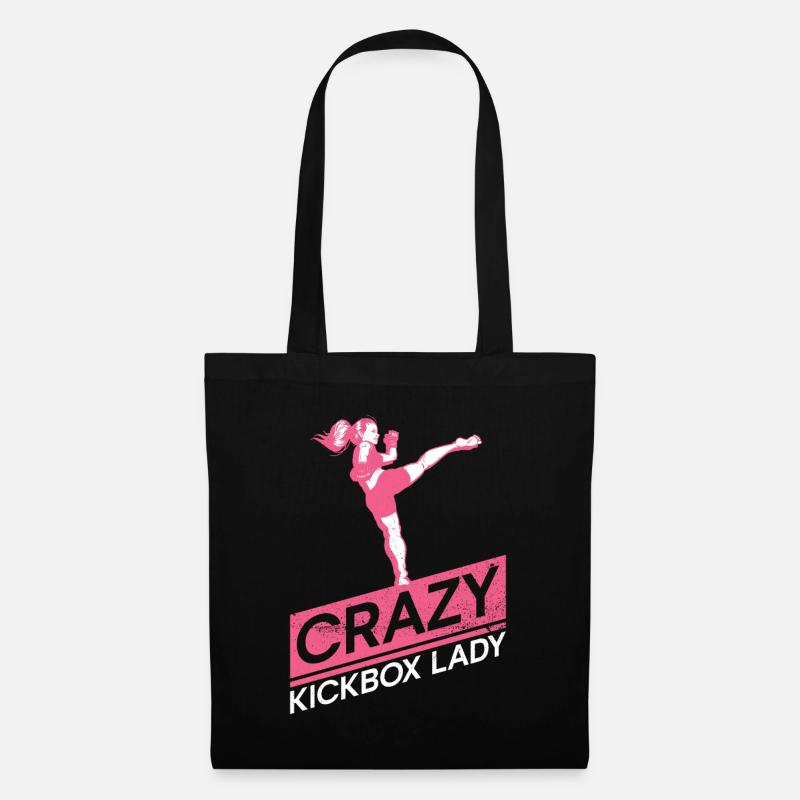 Crazy Kickbox Lady - Kickboxen Kickboxer - Stoffbeutel - Schwarz