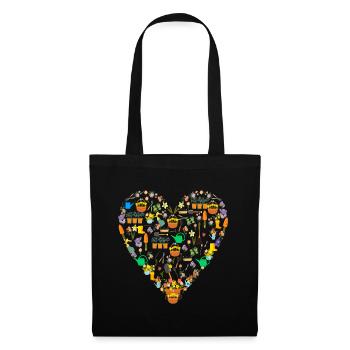 Coeur Outils de jardinage Jardin Nature Plante - Sac en tissu - noir - Devant