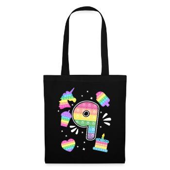 9. Geburtstag Pop 9 Jahr Party Für Mädchen pop it - Stoffbeutel - Schwarz - Vorne