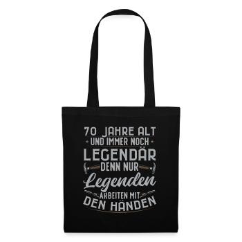 legendärer 70-jähriger 70. Handwerker Geburtstag - Stoffbeutel - Schwarz - Vorne