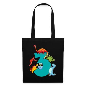 Dinosaure 3 ans 3ème fête d’anniversaire - Sac en tissu - noir - Devant