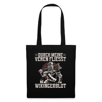 Durch Meine Venen Fliesst Wikingerblut Walkürenaxt - Stoffbeutel - Schwarz - Vorne