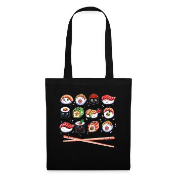 Japanese Sushi Kawaii Aisa Cuisine Rice Fish - Tote Bag - black - Front