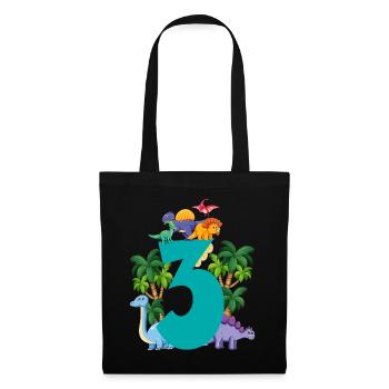 Dinosaure 3 ans 3ème fête d’anniversaire - Sac en tissu - noir - Devant