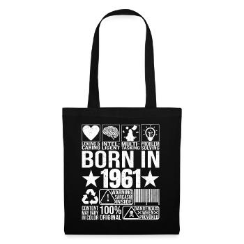Né en 1961 Content Warning Label Barcode - Sac en tissu - noir - Devant