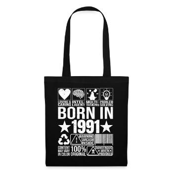 Né en 1991 Content Warning Label Code à barres - Sac en tissu - noir - Devant