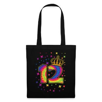 Tie-dye 12. Geburtstagsfeier 12 Jahre Alter - Stoffbeutel - Schwarz - Vorne