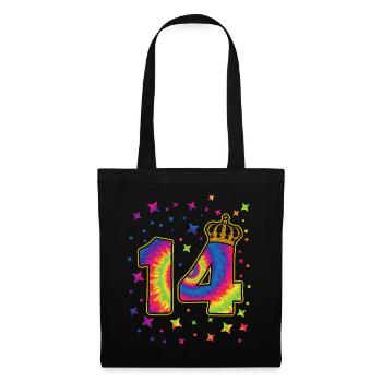 Tie-dye 14. Geburtstagsfeier 14 Jahre Alter - Stoffbeutel - Schwarz - Vorne