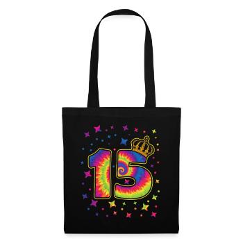 Tie-dye fête d’anniversaire 15 ans 15 ans - Sac en tissu - noir - Devant