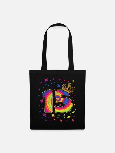 Tie-dye fête d’anniversaire 15 ans 15 ans - Sac en tissu - noir