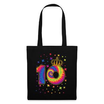 Tie-dye 10. Geburtstagsfeier 10 Jahre Alter - Stoffbeutel - Schwarz - Vorne