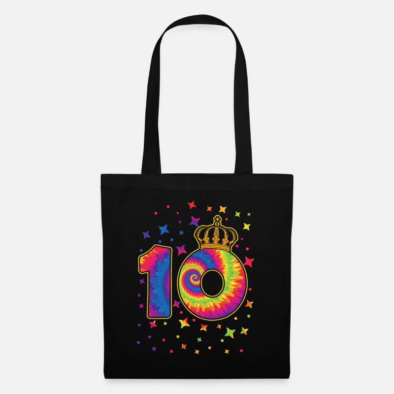 Tie-dye 10. Geburtstagsfeier 10 Jahre Alter - Stoffbeutel - Schwarz