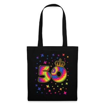 Tie-dye 50. Geburtstagsfeier 50 Jahre Alter - Stoffbeutel - Schwarz - Vorne