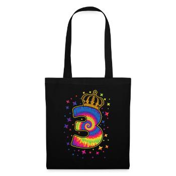 Tie-dye 3ème fête d’anniversaire 3 ans - Sac en tissu - noir - Devant