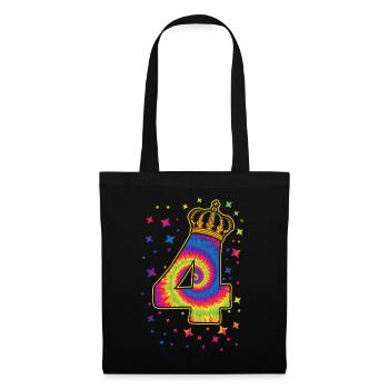 Tie-dye 4. Geburtstagsfeier 4 Jahre Alter - Stoffbeutel - Schwarz - Vorne