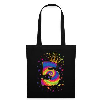 Tie-dye 5. Geburtstagsfeier 5 Jahre Alter - Stoffbeutel - Schwarz - Vorne