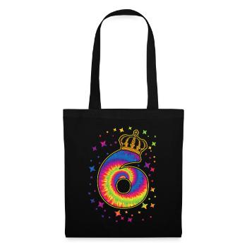 Tie-dye fête d’anniversaire 6 ans 6 ans - Sac en tissu - noir - Devant