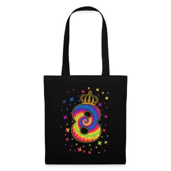 Tie-dye 8. Geburtstagsfeier 8 Jahre Alter - Stoffbeutel - Schwarz - Vorne