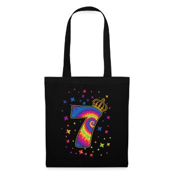 Tie-dye 7. Geburtstagsfeier 7 Jahre Alter - Stoffbeutel - Schwarz - Vorne