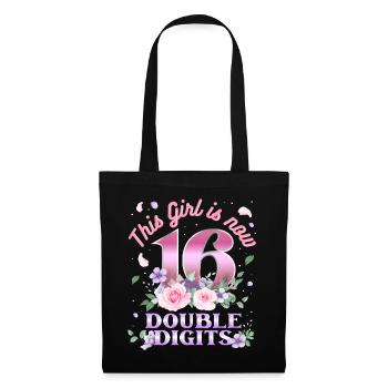 Dieses Mädchen Ist Jetzt 16 Double Digits 16. - Stoffbeutel - Schwarz - Vorne
