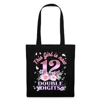 Dieses Mädchen Ist Jetzt 12 Double Digits 12. - Stoffbeutel - Schwarz - Vorne