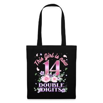 Dieses Mädchen Ist Jetzt 14 Double Digits 14. - Stoffbeutel - Schwarz - Vorne