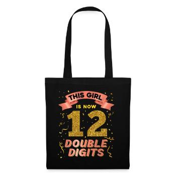 Dieses Mädchen Ist Jetzt 12 Double Digits 12. - Stoffbeutel - Schwarz - Vorne