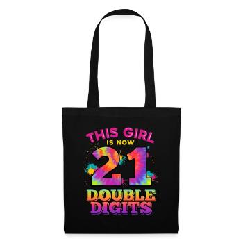 Dieses Mädchen Ist Jetzt 21 Double Digits 21. - Stoffbeutel - Schwarz - Vorne
