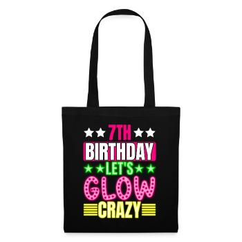 7th Birthday Let's Glow Crazy Colorful 7 year old - Tote Bag - black - Front
