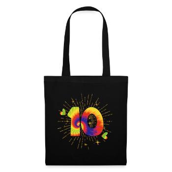 Tie-dye 10e anniversaire fête 10 ans - Sac en tissu - noir - Devant