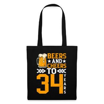 Prost Und Bier Auf 34 Jahre Frothy Mug Of Beer - Stoffbeutel - Schwarz - Vorne