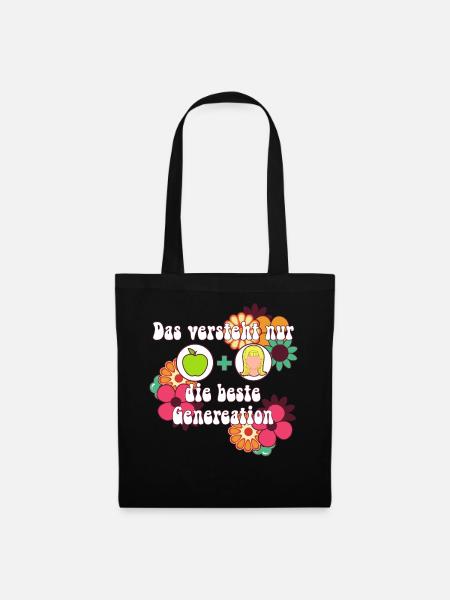 70er Jahre Apfelshampoo Siebziger Flower Power - Stoffbeutel - Schwarz