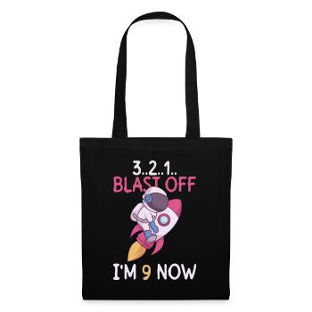 3..2..1.. Blast Off - J’ai 9 ans maintenant - 9e anniversaire - Sac en tissu - noir - Devant
