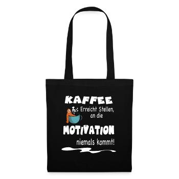 Lustiger Kaffee Faultier Spruch für die Arbeit - Stoffbeutel - Schwarz - Vorne
