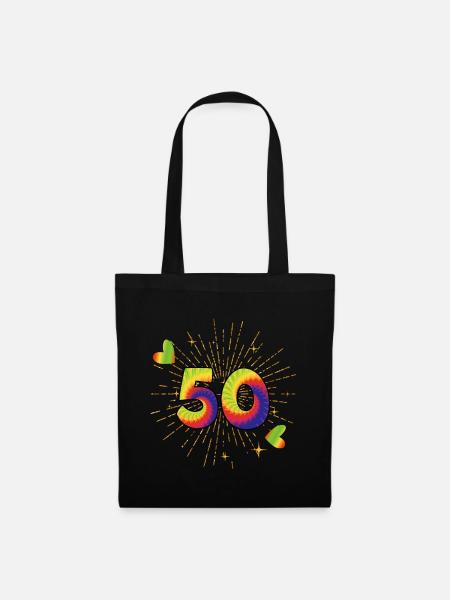 Tie-dye 50. Geburtstagsfeier 50 Jahre Alter - Stoffbeutel - Schwarz