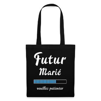 Futur marié veuillez patienter Humour mariage - Sac en tissu - noir - Devant