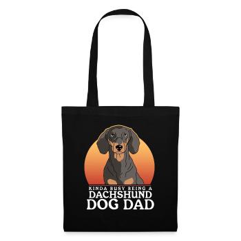 Dachshund Dad Dackel Hundebesitzer Geschenk - Stoffbeutel - Schwarz - Vorne