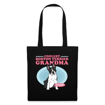 Boston Terrier Grandma | Hundebesitzer Geschenk - Stoffbeutel - Schwarz - Vorne