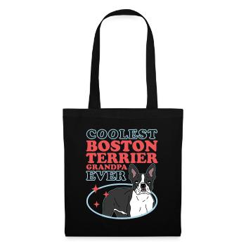 Boston Terrier Grandpa | Hundebesitzer Geschenk - Stoffbeutel - Schwarz - Vorne